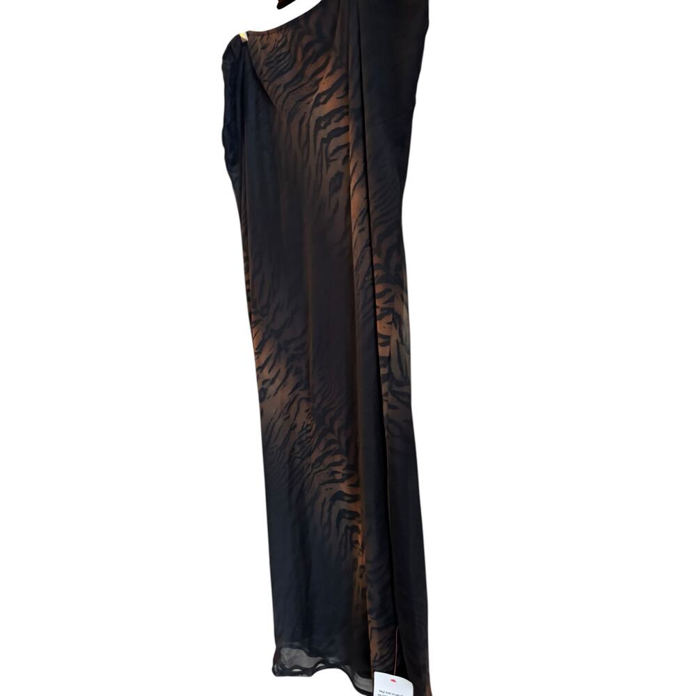 ASOS Women’s Chiffon Bias Maxi Skirt In Ombre Animal Print Black Size 18 NWT - Picture 3 of 6